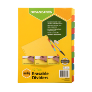 12 Tab Manilla A4 Dividers Eraseable 37912F Marbig